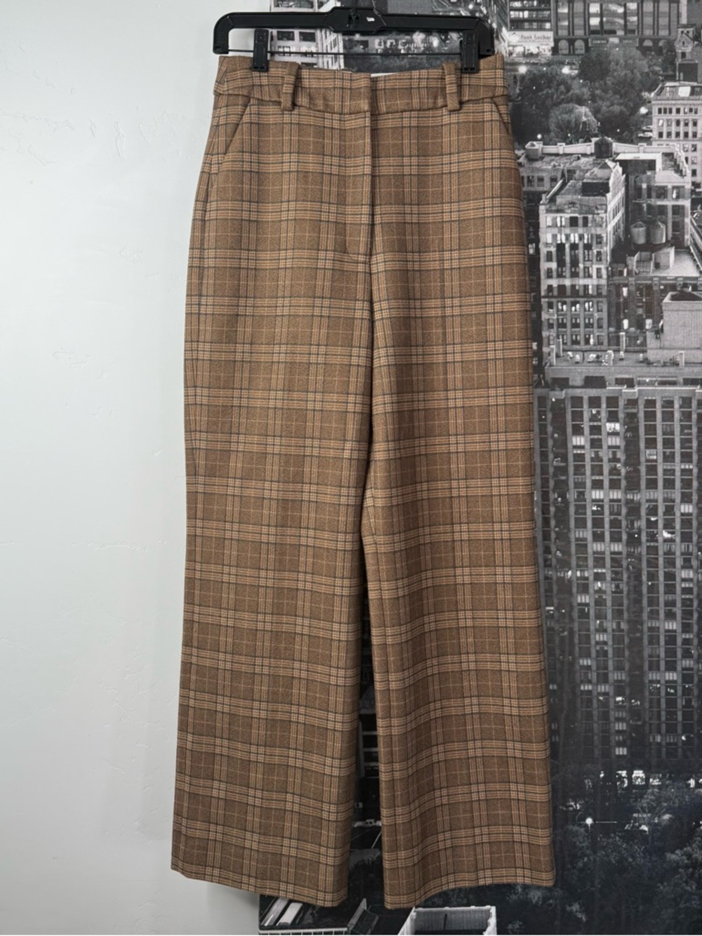 Favorite Daughter x Nuuly Phoebe Plaid Pants 8 Brown High Rise Wide Leg Trouser